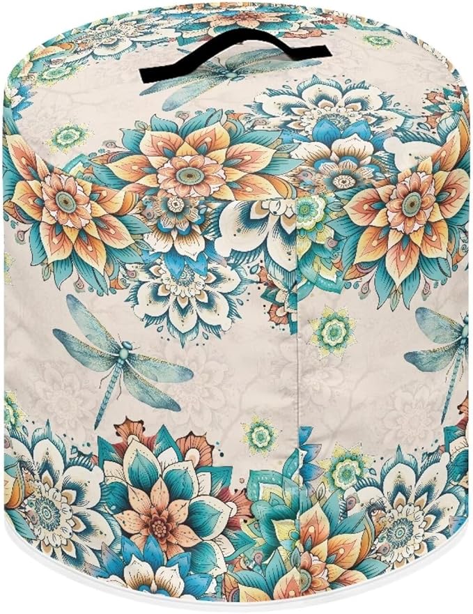 TODIYADDU Blue Dragonfly Instant Pot Cover for 6 Quart Instant Pot Boho Mandala Flower Kitchen Appliance Dust Cover with Handle