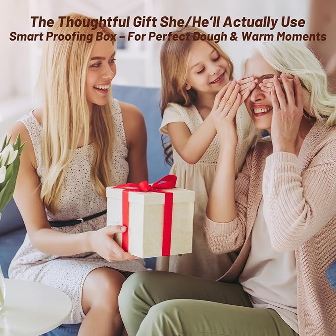 Upgraded Folding Bread Proofing Box with 3-Sided Heating, Built-in NTC Sensor & Precise 68-104°F Temp Control, 48H Timer, Metal Rack –Family-Size Dough Proofer for 2 Loaves, Sourdough & Pizza