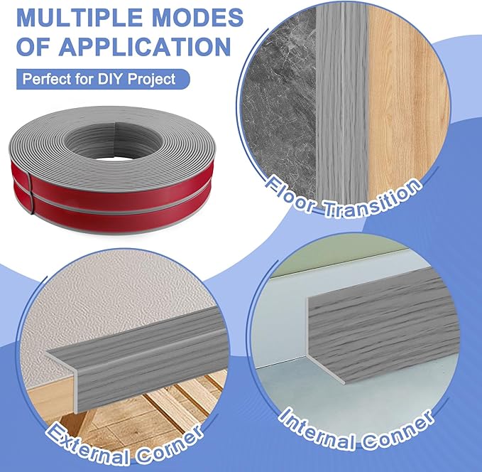 Wall Corner Protector Moulding Trim Peel and Stick Wall Corner Guards Trim Flexible Self Adhesive Edge Protector Moulding, 1.6 in x 10 Ft, Light Gray Wood