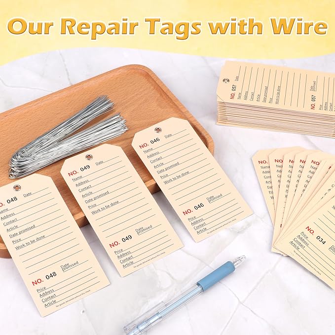 200 Pack White Repair Tags with Wire Rope Service Repair Tags Numbered with Wire Durable 2.6 x 5.25 Inch Labels for Production Equipment Maintenance Price Notice (200, White, 2.6x5.25in)