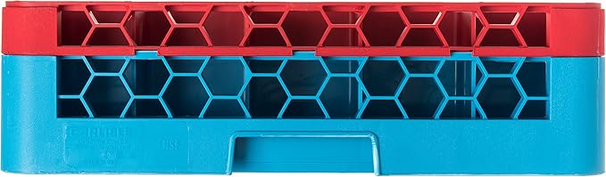 CFS OptiClean 25-Compartment Glass Rack with 1 Extender Red
