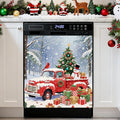 Christmas Truck Tree Dishwasher Magnet Cover, 23" W x 26" H Fridge Magnetic Stickers Reuseable Magnet Panel Decal Cover for Washing Machine Fridge Microwave Cabinet Kitchen Christmas Decoration