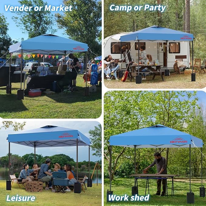 10x10 Pop Up Canopy, Easy Up Canopy Tent, Heavy Duty Tents for Parties, One Person Set Up Event Tent, Turquoise
