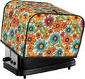 4 Slice Toaster Cover for Kitchen Hippie Flower Retro Waterproof and Dustproof Toaster Dust Cover with Side Pockets Decorative Universal Cover for Wide Slot Toasters and Small Appliances