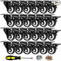 2 inch Casters Set of 24 Heavy Duty - CLOATFET Locking/Swivel Caster Wheels with Brake (Top Plate), Non Marking Black Castor Wheels for Cart Furniture Workbench