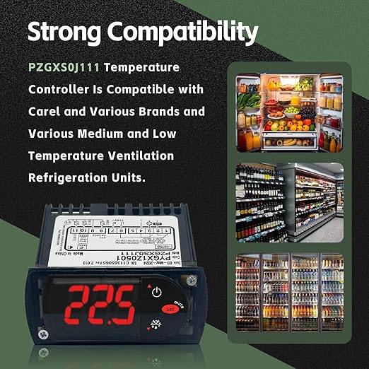 PZGXS0J111 Temperature Controller with 2 NTC Temperature Sensor Probe 115V Refrigeration Cooler Control Fit for Carel and All Refrigerator Types