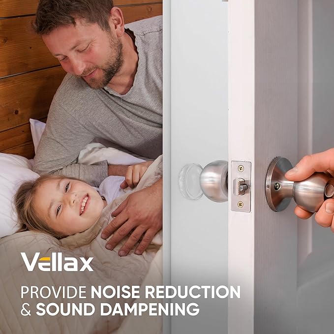 Clear Wall Door Handle Stopper - 4 Pcs of Clear Rubber Knob, Self Adhesive, Guard Door Bumper Reusable Solution for Stopping Damage & Noise in Your Home or Office, Durable, Shock Absorbent Discreet