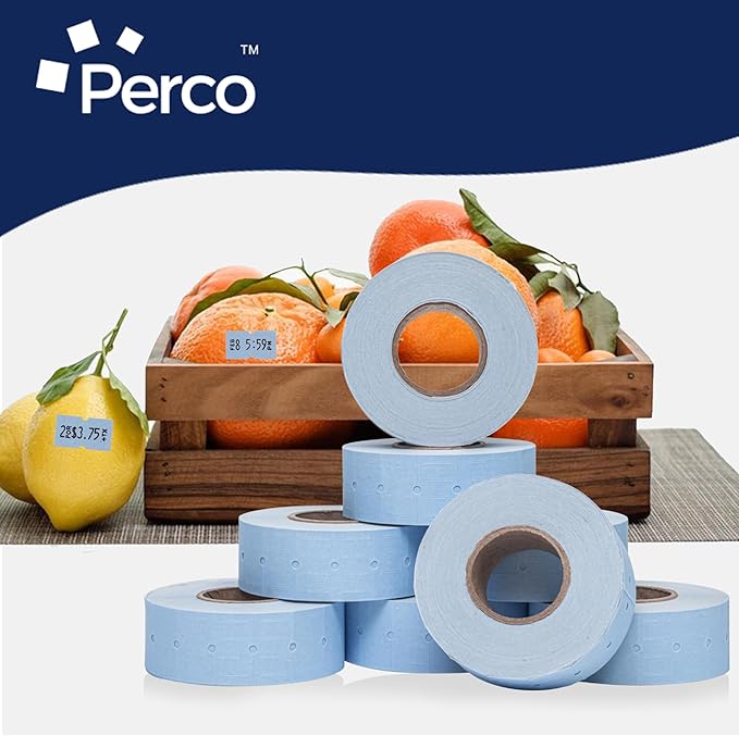 Perco 1 Line Blue Labels - Case of 30 Sleeves, 240,000 Blank Pricing Labels for Perco Lite, X, Plus and Pro 1 Line Price and Date Guns