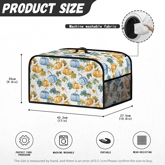 Pumpkin 6-8 Qt Slow Cooker Dust Cover for Fall Slow Cooker Cover Comfortable Dust Covers for Appliances with Handle and Pocket Gifts for Parents Friends Mother Holiday Decor