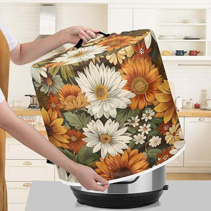 Daisy Pressure Cooker Cover Instant Pot Accessories Instant Pot Kitchen Appliance Dust Cover with Pockets for Rice Cooker Air Fryer Slow Cooker Dust Covers for Kitchen Size S