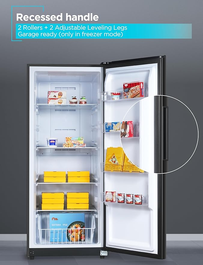 BLACK+DECKER 17 Cu. Ft. Convertible Freezer Refrigerator, Upright Freezer with Glass Shelves, ENERGY STAR rated, Frost Free, BUC1700XB, Black