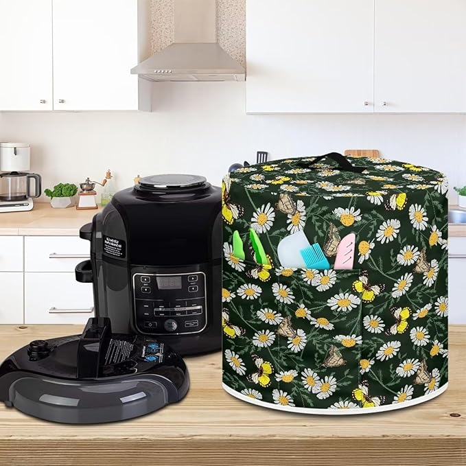 TODIYADDU Daisy Butterfly Pressure Cooker Cover for Women - Instant Pot Cover with Top Handle and Pocket - 3 Quart - Extra Accessories Gifts