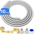 Dishwasher Installation Kit - 10 FT Stainless Steel Dishwasher Hose with 3/8" Compression Connections,Food Grade PEX Inner Tube Dishwasher Water Supply Line with Elbows,Adapters