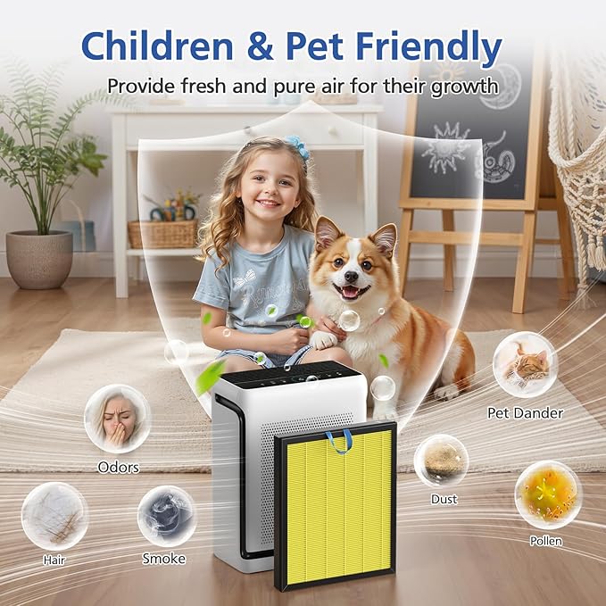 Vital 200S Pet Care Replacement Filter Compatible with LEVOIT Vital 200S and Vital 200S-P Air Purifi-ers, 3-IN-1 HEPA Filter and Activated Carbon Filter, for Vital 200S-RF, LRF-V201-WUS, Yellow