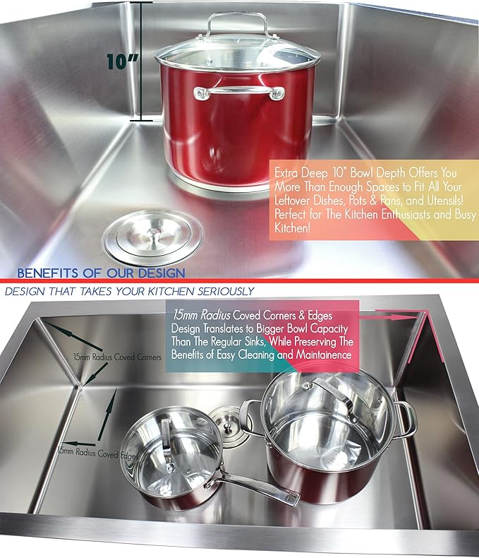 16 in. x 20 in. x 10 in. 16-Gauge Stainless Steel Undermount Single Bowl Bar Prep Kitchen Sink with Collapsible Colander Set and Strainer