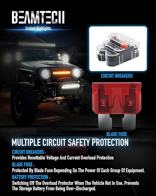 BEAMTECH 8 Gang Switch Panel, RGB Multifunction Switch Toggle Momentary Pulsed Circuit Control Relay System Box Auxiliary Touch Control Switch LED Light Controller for Off Road ATV UTV Car Truck Van