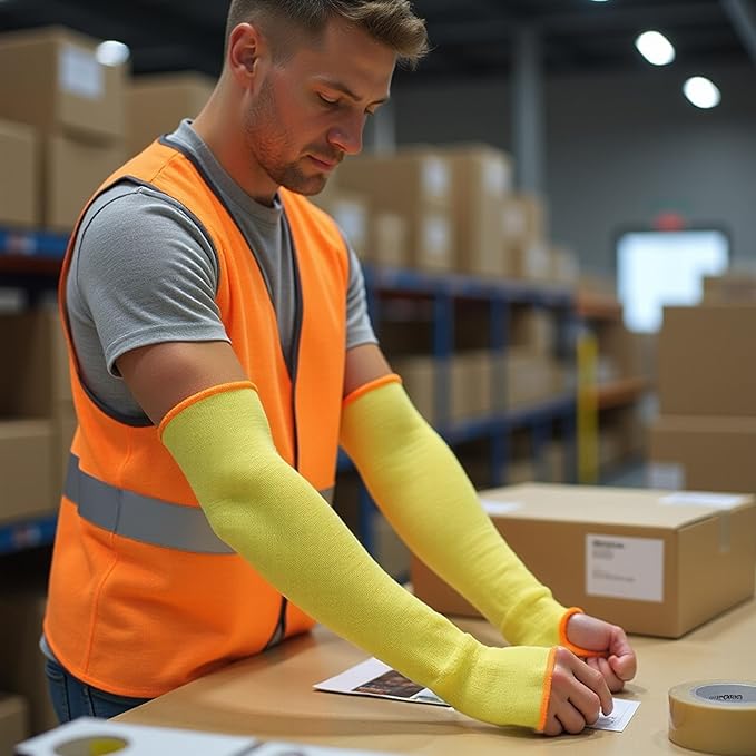G & F PRODUCTS 100% Kevlar fiber by DuPont Cut Resistant Knit Sleeve, Sold by 6-piece pack