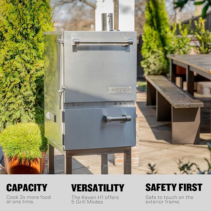 Keveri H1 Inox | | Multi-Purpose Stainless Steel Charcoal Oven | Grill, Smoker, Roast, Bake, Pizza Oven