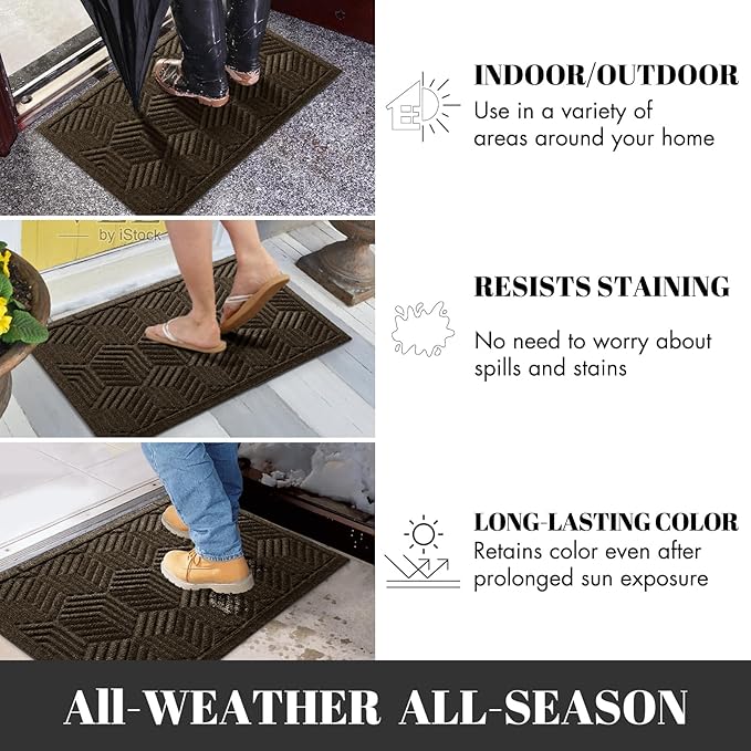 Yimobra Outdoor Indoor Runner Mat 72x24, All-Season Waterproof Entrance Mat for Front Door with Drainage Holes, Heavy Duty Non-Slip Doormat for Garage Patio Entryway, Brown
