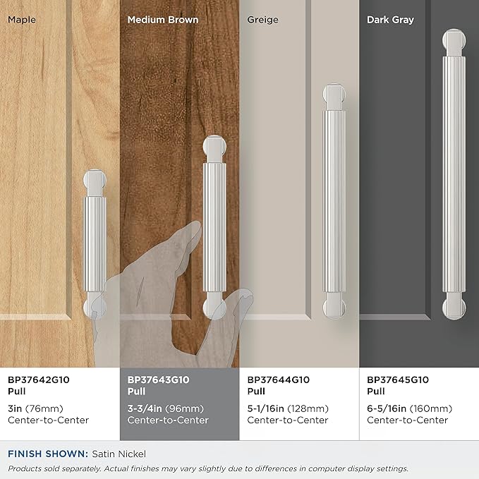 Amerock Ballard 3-3/4 inch (96mm) Center-to-Center Satin Nickel Cabinet Pull, BP37643G10