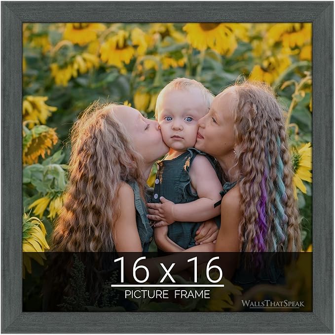 wallsthatspeak 16x16 Slate Gray Picture Frame for Puzzles Posters Photos or Artwork