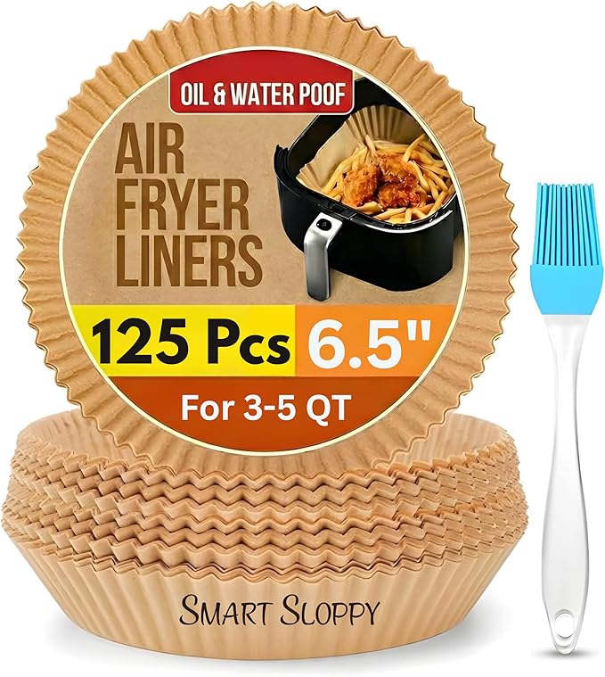 6.5 inches Round Air Fryer Liners Disposable Parchment Paper Liner Airfryer 3-5 QT Basket inserts Filter Sheets EXTRA THICK 40 GSM - Pack of 125