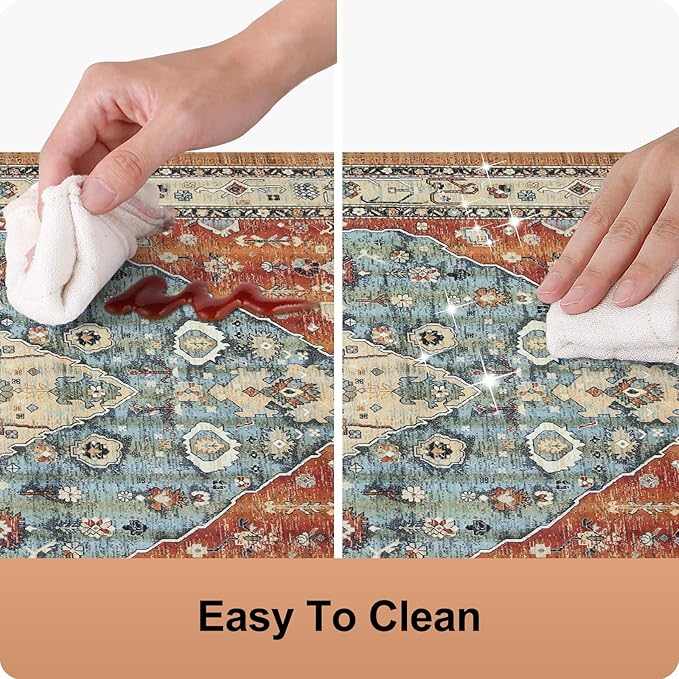 Collive Boho Kitchen Mat 2PCS, Cushioned Anti Fatigue Kitchen Mats for Floor Waterproof Kitchens Rugs Set of 2, Non Slip Comfort Standing Mat for Office, Sink, Laundry, 17"x30"+17"x59"
