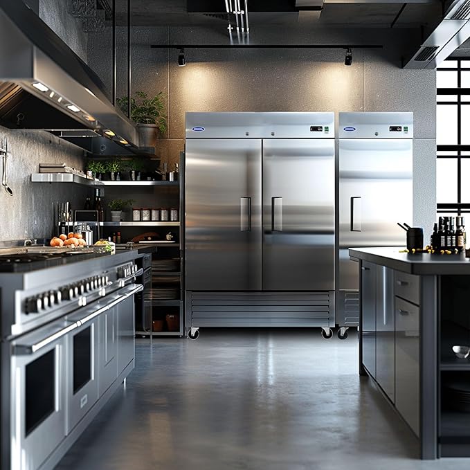 54"W Commercial Reach-in Upright Freezer - Low Noise & Energy Saving, Stainless Steel Freezer, 6 Adjustable Shelves, LED Lighting, 49 Cu.ft, Automatic defrost, Digital Temperature Control