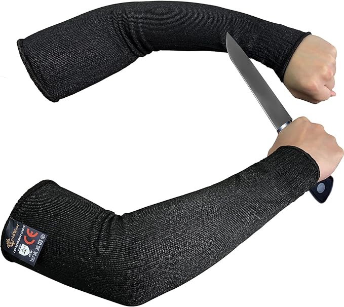 Evridwear Protective Arm Sleeves Cut Resistant Farmers Sleeves for Men Work, Gardening, Farming, Arm Protectors for Thin Skin and Bruising (XL, Black No Thumb Hole)