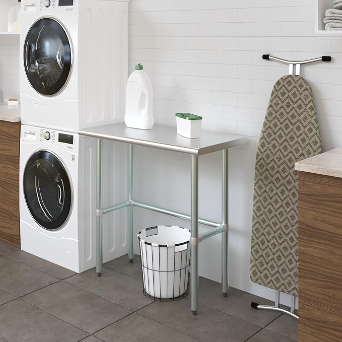 AmGood Stainless Steel Work Table Open Base | NSF Kitchen Island Food Prep | Laundry Garage Utility Bench (36" Long X 18" Deep)