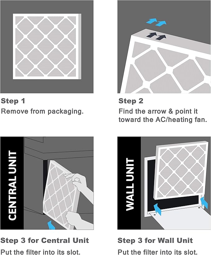 Aerostar 8x16x1 MERV 11-6 Count - Pleated Furnace & Air Conditioner Filters - Removes Dust, Cold & Flu Germs, Lint, Mold, Pet Dander, Allergy-Causing Pollen, Smog & Smoke