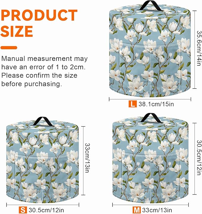 Kitchen Appliance Accessories Dust Cover for 3-6-8 Quart Instant Pot, Pressure Cooker, Air Fryer & Crock Pot,Decorative Appliance Cloth Cover with Top Handle & Storage Pockets (Light blue, 3 Quart)