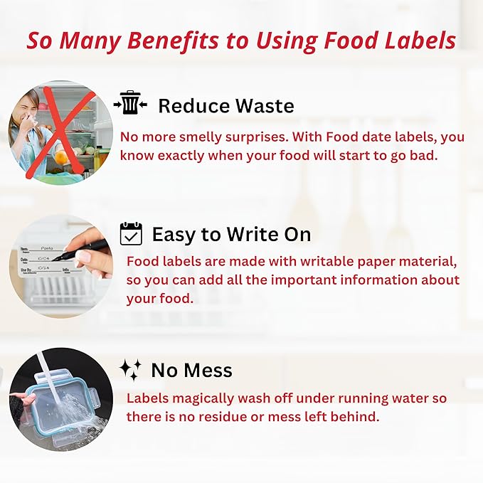 2x1 Dissolvable Food Labels, 1000 Label Stickers, Bottle Labels for Storage Bins, Sticker Labels for Food containers (1000, Green)