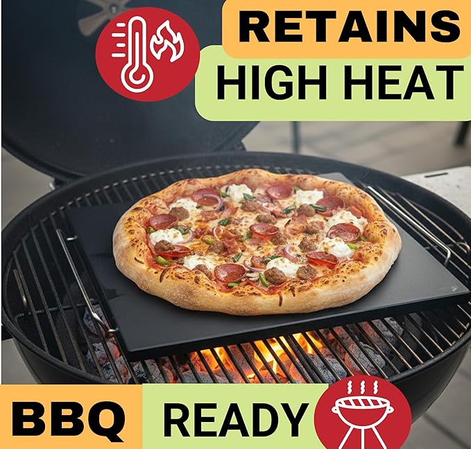 Easy Clean, Non Stick Ceramic Pizza Stone - Pizza Stones for Grill with Handles, Pizza Peel, Pizza Cutter, Dough Tool - Bread Baking Stone - 15 inch Ceramic Pizza Pan - Pizza Oven Accessories Kit