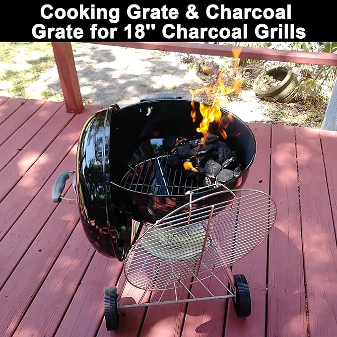 Charcoal Grate Cooking Grid Grate Replacement Parts for Weber 18.5" One-Touch,Bar-B-Kettle,Smokey Mountain,Jumbo Joe,Original Kettle Grill,Stainless Steel BBQ Accessories for Weber 7432 7440
