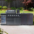 104 Inch Deluxe Stainless Steel Natural Gas Outdoor Kitchen Island Grill - 4-Burner 72000 BTU, 4 modular units for flexible and versatile combinations, Black