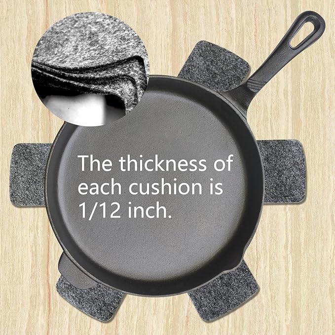 Pot and Pan Protectors Set of 12, 3 Different Size Larger & Thicker Pan Protectors for Stacking and Protecting Your Cookware