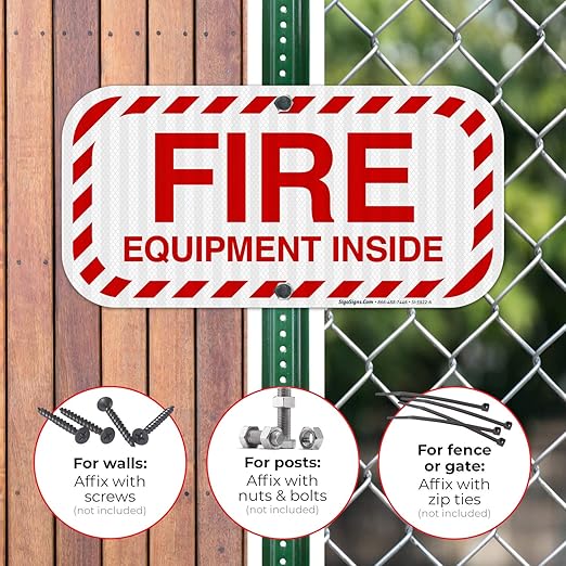 Fire Equipment Inside Sign, Fire Safety Sign, 6x12 Inches, 3M EGP Reflective .040 Aluminum, Fade Resistant, Indoor/Outdoor Use, Made in USA