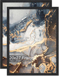 Engineered Wood 20 x 27 Frame Set of 2, Black Picture Frame for 20x27 Inch Poster Puzzle Photo, Light Weight 20by27 Poster Frame with Wood-grain for Wall - 2 Pack/Black/20 x27