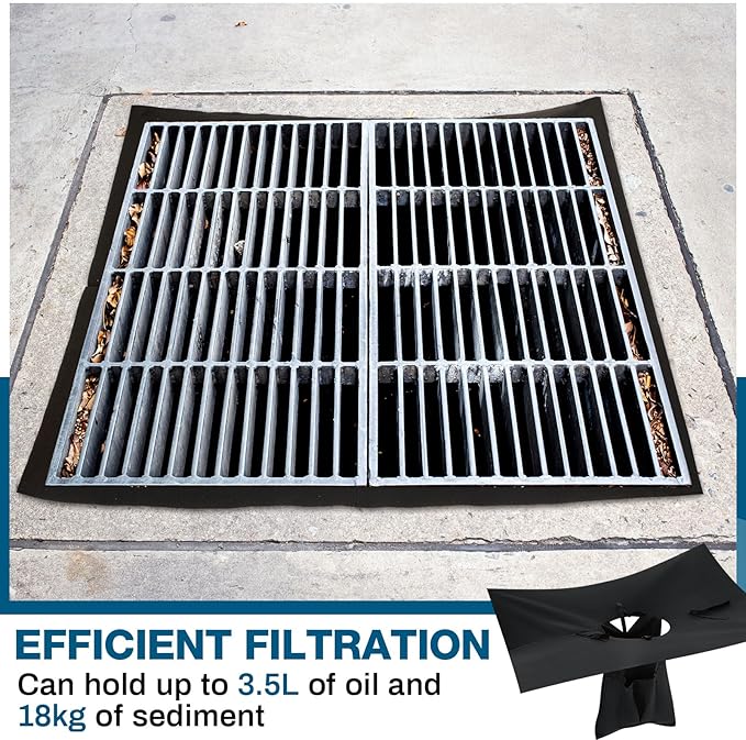 VIHOSE 1 Pack Storm Drain Filter 48" x 48" x 22" Catch Basin Insert Witches Hat Storm Drain Cover Oil and Sediment Guard with 4 Straps for Parking Lot Street Construction Site Industrial Plant
