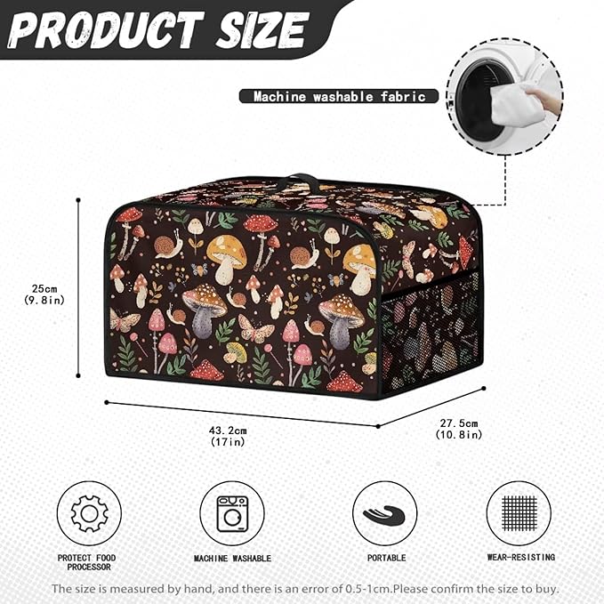 Cute Mushroom Crock Pot 6-8 Quart Slow Cooker Cover Dust Cover - Keep Appliance Clean & Decor for Table