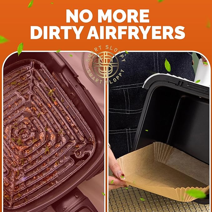 8 inch Square Air Fryer Liners Disposable Parchment Paper Liner Airfryer 5-8 QT Basket inserts Filter Sheets EXTRA THICK 40 GSM - Pack of 125
