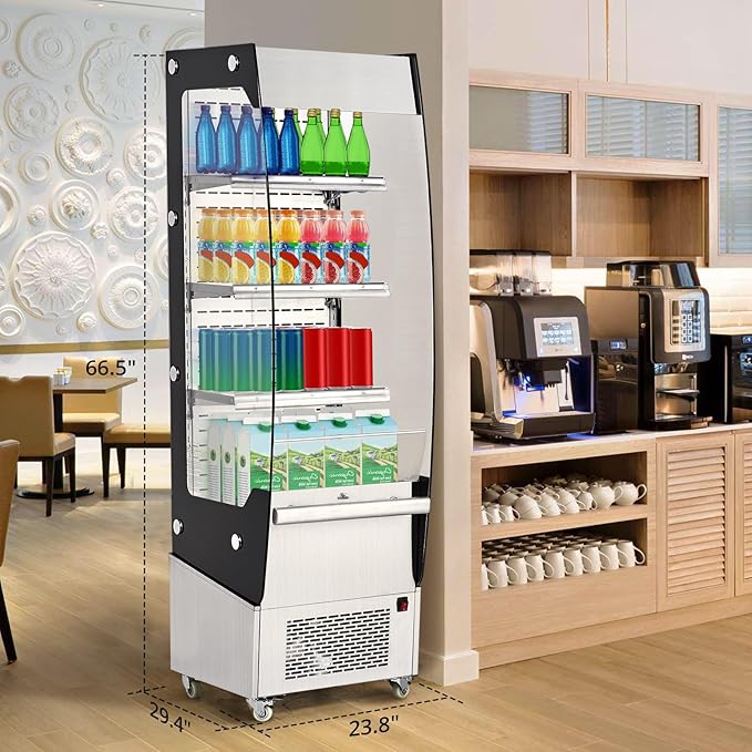7.8 Cu.Ft Display Refrigerator Cabinet,Glass Door Commercial Fridge,LED Lighting & Adjustable Shelves,Double Glazed, White