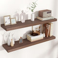 Floating Shelves for Wall 36"W x 7.8"D x 1.5"H, Engineered Wood Wall Shelves with Invisible Brackets for Living Room Bedroom Bathroom Office Kitchen Decor and Storage, Walnut Finish, Set of 2