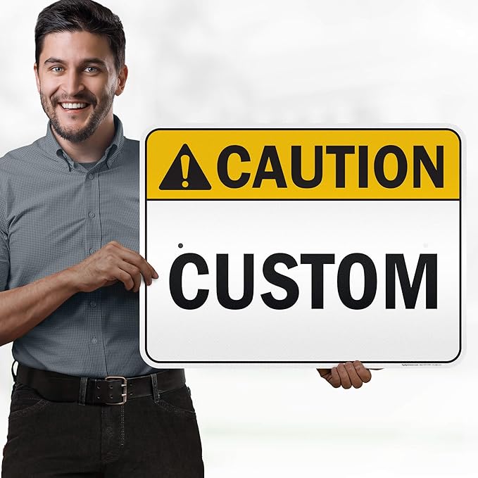 Custom Caution Sign, Ansi Sign, Osha Compliant, 18x24 Inches, 3M EGP Reflective, Rust Free .080 Aluminum, Fade Resistant, Made in USA by My Sign Center