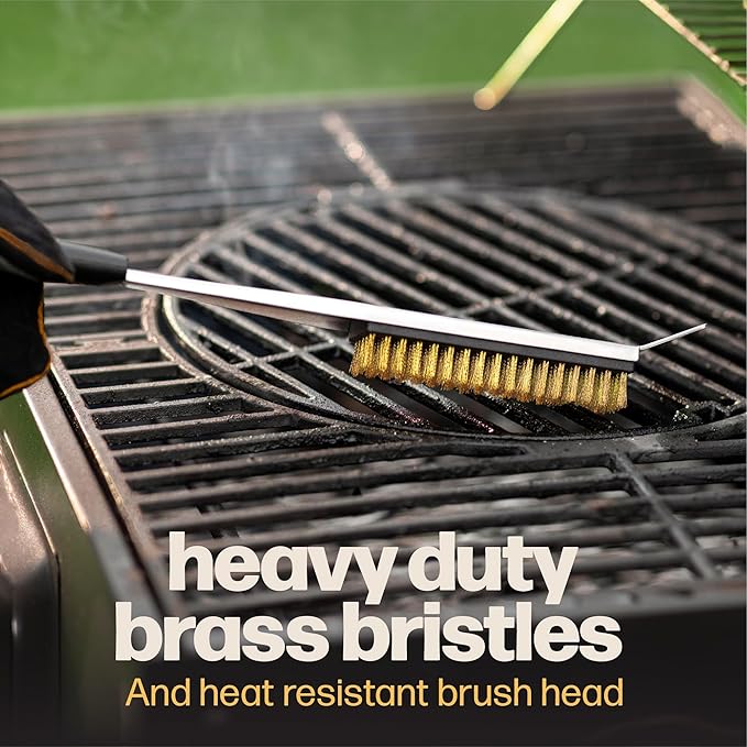 Hans Grill 2-in-1 Pizza Oven Brush & Scraper | Dual-Purpose Pizza Stone Brush Scraper with Stainless Steel Head | Outdoor Oven Cleaning Accessories, Stone Cleaner, Essential Cooking Tools.
