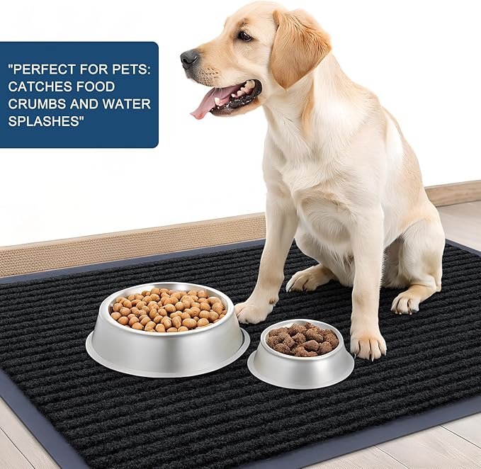 OLANLY Front Door Mat Indoor Outdoor Entrance, Waterproof Heavy Duty Doormat, Fade Resistant, Low Profile, Easy Clean Patio Porch Welcome Floor Mats for Entry, 71x23, Black