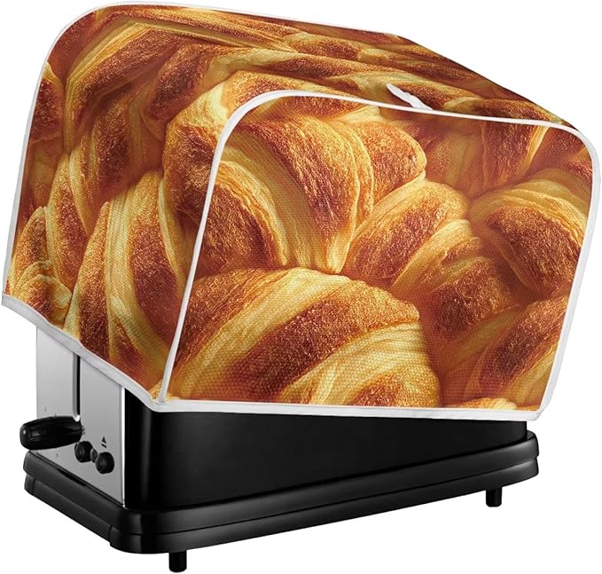 Bread Print 2 Slice Toaster Dust Covers Kitchen Small Appliance Cover Stain Resistant Dust Protection Bread Machine Cover with Top Handle