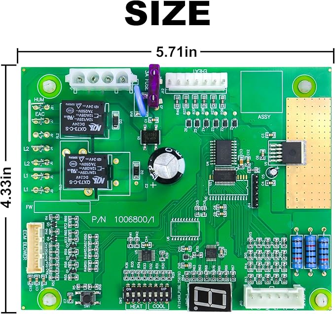 Upgraded 1006801R Furnace Control Board 1006800/1 for Nordyne Intertherm Revolv Miller Furnace Air Handler Control Board, E7 & B6 Series Electric Furnaces 10kW-23kW