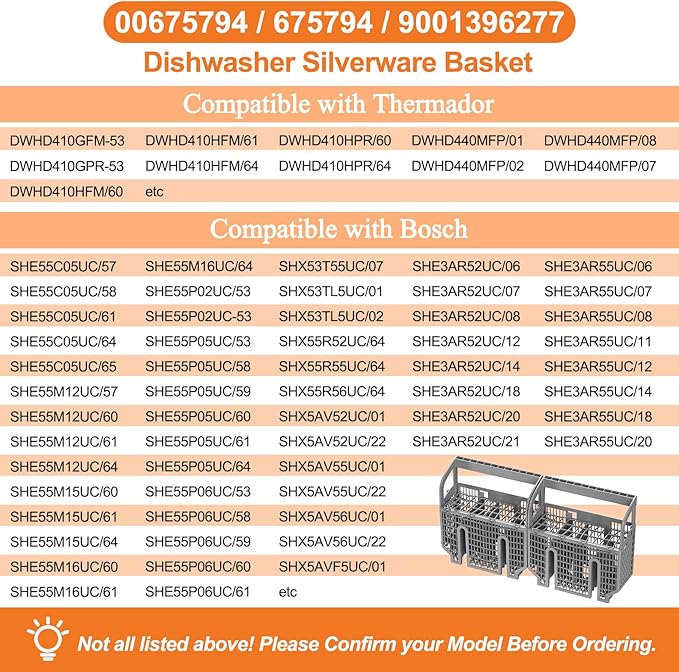 Upgraded 00675794 675794 Dishwasher Silverware Basket For Thermador Bosch Dishwasher Silverware Basket Replacement Parts Bosch Utensil Baskets Cutlery Holder SHE55M15UC SHX3AR75UC 00704855 9001396277